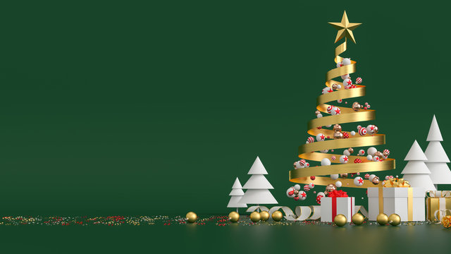 Wall Mural -  - 3d rendering of christmas tree and gift box