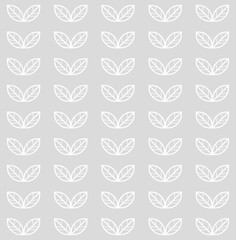 Wall Mural - Seamless pattern with leaves. Vector monochrome scandinavian floral background with white leaves in a row