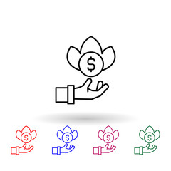 Poster - Bribe, hand, money multi color icon. Simple thin line, outline vector of corruption icons for ui and ux, website or mobile application