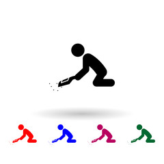 Poster - Man vacuum cleaner nolan icon. Simple glyph, flat vector of cleaning the house icons for ui and ux, website or mobile application