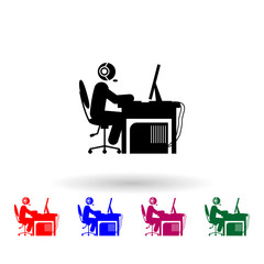 Poster - Man gamer multi color icon. Simple glyph, flat vector of gamer icons for ui and ux, website or mobile application