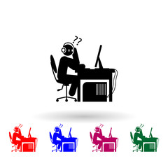 Poster - Man confuse multi color icon. Simple glyph, flat vector of gamer icons for ui and ux, website or mobile application