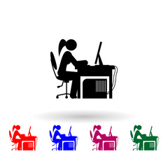 Poster - man gamer woman multi color icon. simple glyph, flat vector of gamer icons for ui and ux, website or