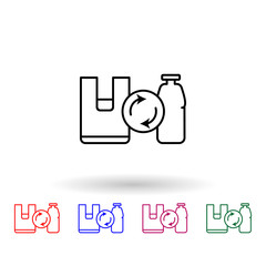 Poster - Recycle, bottle, bag multi color icon. Simple thin line, outline vector of no plastic icons for ui and ux, website or mobile application