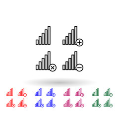 Poster - Set of signal multi color icon. Simple thin line, outline vector of phone icons for ui and ux, website or mobile application