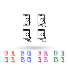 Fototapete - Set of search smartphone multi color icon. Simple thin line, outline vector of phone icons for ui and ux, website or mobile application