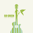 © paseven - Vector illustration on the theme of environmental protection with the words Go green, Save the forest. Abstract poster in the form of guitar and twig with silhouettes of trees. Eco Poster Concept
