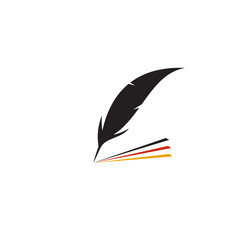 Feather pen icon logo design vector template