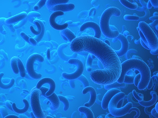 Wall Mural - Blue bacteria background