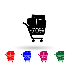 Poster - Discount trolley multi color icon. Simple glyph, flat vector of black friday icons for ui and ux, website or mobile application