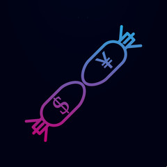 Poster - Bombs dollar and yen nolan icon. Simple thin line, outline vector of trade wars icons for ui and ux, website or mobile application