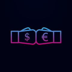 Poster - Boxing gloves dollar and euro nolan icon. Simple thin line, outline vector of trade wars icons for ui and ux, website or mobile application