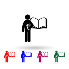 Poster - man with language degree multi color icon. Simple glyph, flat vector of student degree icons for ui and ux, website or mobile application
