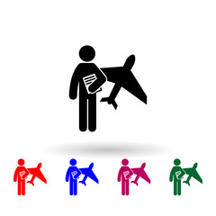 Poster - man with flight degree multi color icon. Simple glyph, flat vector of student degree icons for ui and ux, website or mobile application
