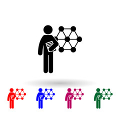 Poster - man with chemical degree multi color icon. simple glyph, flat vector of student degree icons for ui 