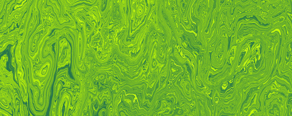 Abstract vibrant green acrylic pouring texture background