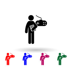 Poster - man with game degree multi color icon. simple glyph, flat vector of student degree icons for ui and 