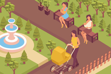 Canvas Print - Outdoor Park Breastfeeding Composition