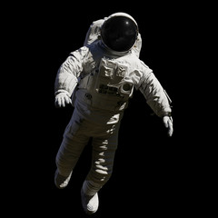 Wall Mural - astronaut during space walk, isolated on black background