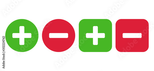 Fotografía Plus and minus icon set. Vector illustration