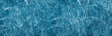 Ice Texture On A Skating Rink, Panorama. Big Size. Long. Banner.
