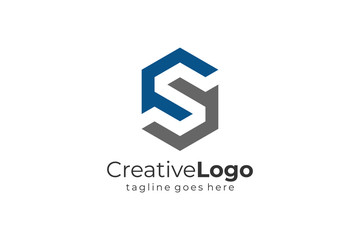 Poster - Geometric Letter S Logo Design Hexagonal Line