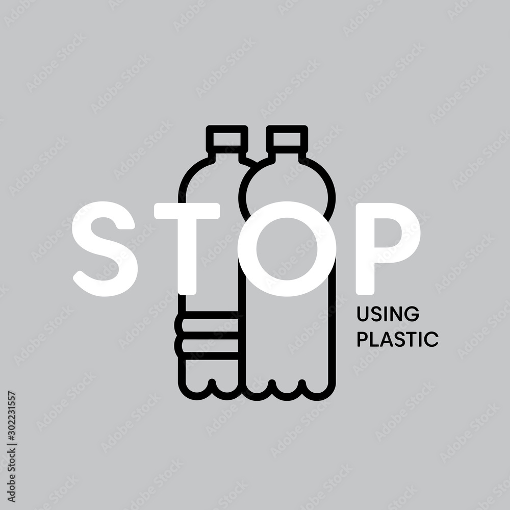 Stop using plastic bottle pollution vector illustration Stock Vector ...