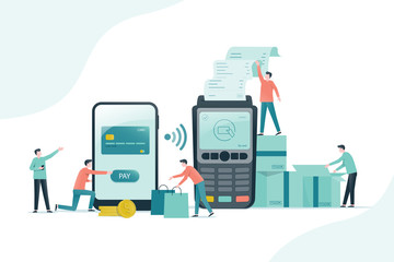 Poster - Flat illustration design for mobile payment and online shopping concept
