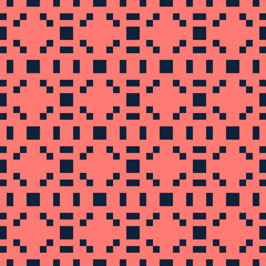 Fototapete - Abstract red and blue pixels squares textured background. Seamless vector pattern.