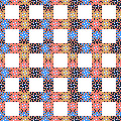 Fototapete - Abstract multicolored pixels squares textured background. Seamless vector pattern.