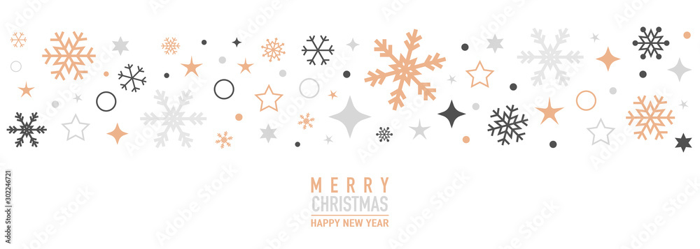 Christmas card with snowflake border vector. Xmas snow flake pattern. Festive christmas card. Isolated illustration white background. - obrazy, fototapety, plakaty 