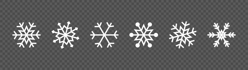 Snowflake set on isolated background. Winter pattern snow ornament vector design. Frost background. Christmas icon. Vector illustration