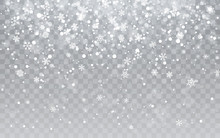 Christmas Snow. Falling Snowflakes On Transparent Background. Snowfall. Vector Illustration