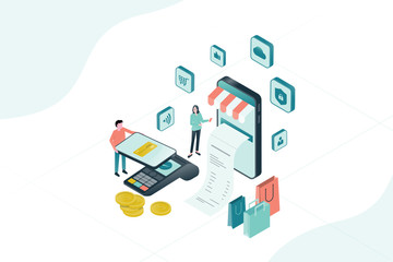 Poster - Flat illustration design for mobile payment and online shopping concept