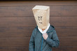 man with a bag on his head