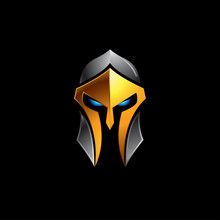 Spartan Helmet Logo Vector Illustration On Black Background
