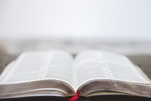 Closeup Shot Of An Open Bible With A Blurred Background