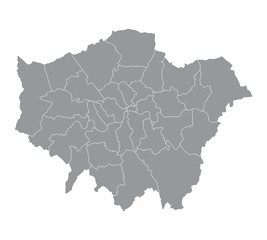 Wall Mural - A gray London map divided into regions