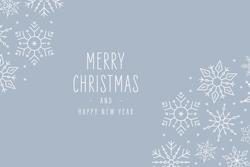Wall Mural - christmas snowflakes elements ornaments greeting card on blue background