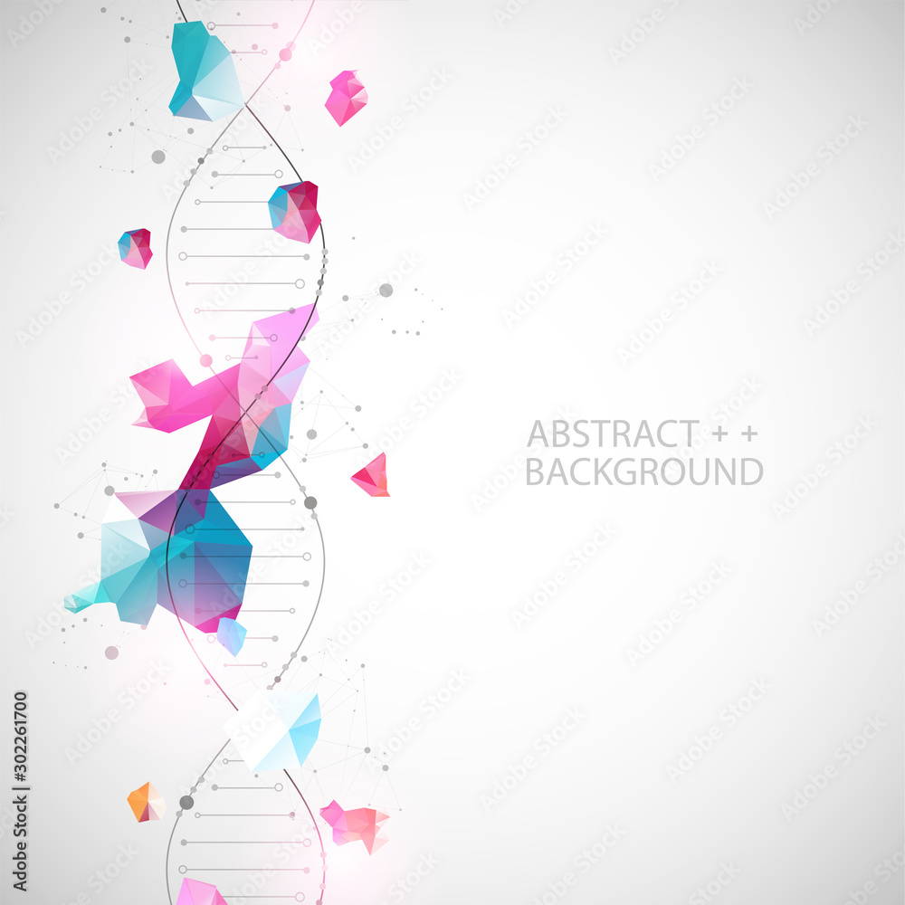 DNA molecules science template, abstract background. Vector illustration. - obrazy, fototapety, plakaty 