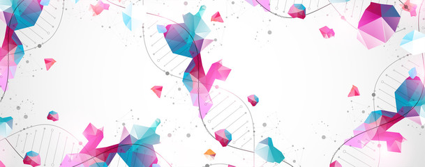 dna molecules science template, abstract background. vector illustration.