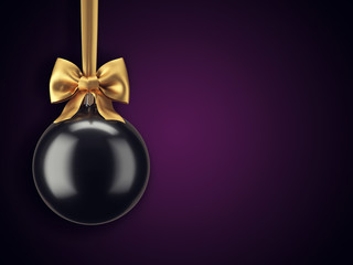 Wall Mural - 3D Rendering Christmas ball on a dark background