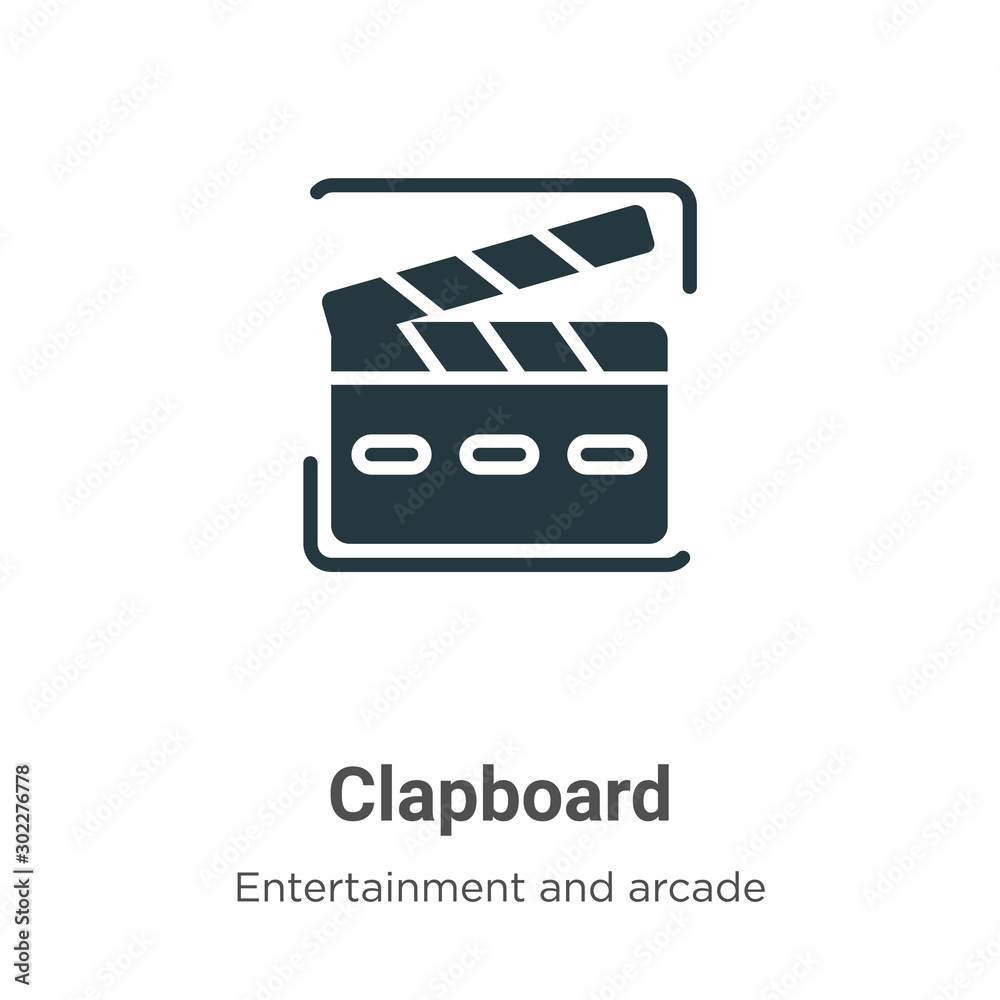 Clapboard vector icon on white background. Flat vector clapboard icon ...