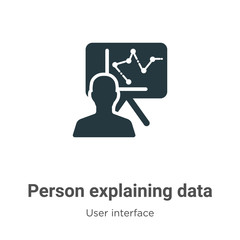 Poster - Person explaining data vector icon on white background. Flat vector person explaining data icon symbol sign from modern user interface collection for mobile concept and web apps design.