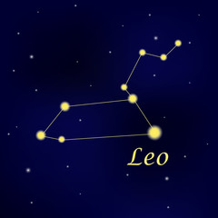Wall Mural - Pattern with constellation Leo. Abstract print with The Lion.