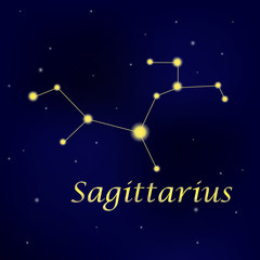 Wall Mural - Pattern with constellation Saggitarius. Abstract print with The Archer.