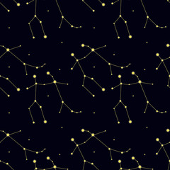 Wall Mural - Seamless pattern with constellation Gemini. Abstract print with The Twins