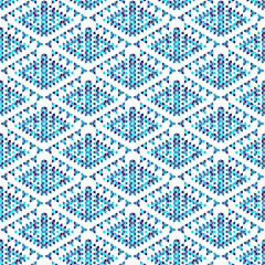 Poster - optical illusion of volume. geometric shapes in a diamond-shaped grid.