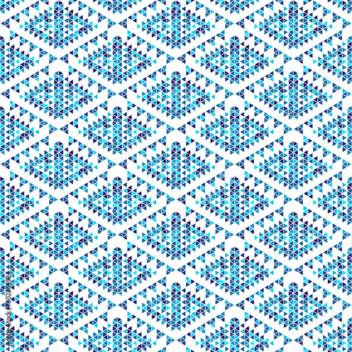 Optical illusion of volume. Geometric shapes in a diamond-shaped grid.