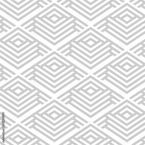 Optical illusion of volume. Geometric shapes in a diamond-shaped grid.